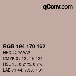 Color code: RGB 194 170 162 | qconv.com