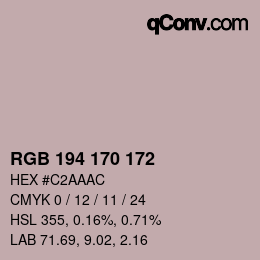 カラーコード: RGB 194 170 172 | qconv.com