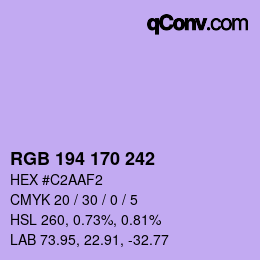 カラーコード: RGB 194 170 242 | qconv.com