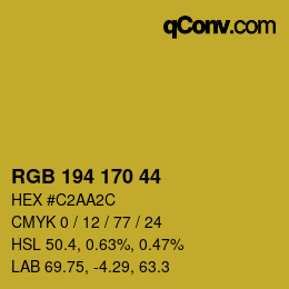 カラーコード: RGB 194 170 44 | qconv.com