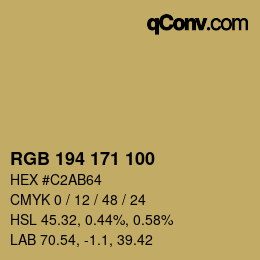 カラーコード: RGB 194 171 100 | qconv.com
