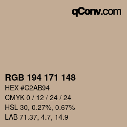 颜色代码: RGB 194 171 148 | qconv.com