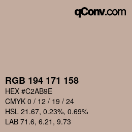 颜色代码: RGB 194 171 158 | qconv.com