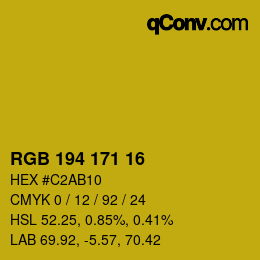 カラーコード: RGB 194 171 16 | qconv.com