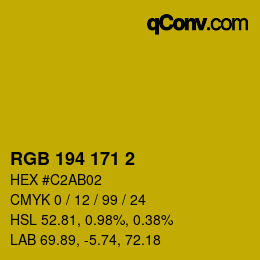 カラーコード: RGB 194 171 2 | qconv.com