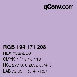 カラーコード: RGB 194 171 208 | qconv.com