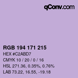 カラーコード: RGB 194 171 215 | qconv.com