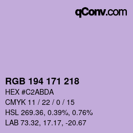 カラーコード: RGB 194 171 218 | qconv.com
