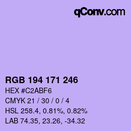 カラーコード: RGB 194 171 246 | qconv.com