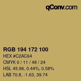 カラーコード: RGB 194 172 100 | qconv.com