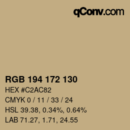 カラーコード: RGB 194 172 130 | qconv.com