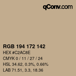 カラーコード: RGB 194 172 142 | qconv.com