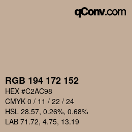 Color code: RGB 194 172 152 | qconv.com