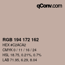 カラーコード: RGB 194 172 162 | qconv.com