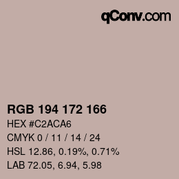 カラーコード: RGB 194 172 166 | qconv.com