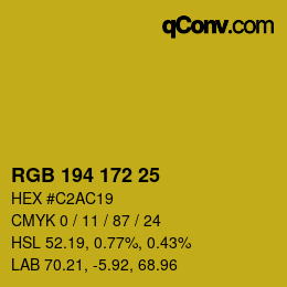 カラーコード: RGB 194 172 25 | qconv.com