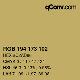 Color code: RGB 194 173 102 | qconv.com