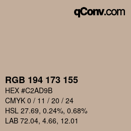 Code couleur: RGB 194 173 155 | qconv.com