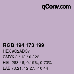 Color code: RGB 194 173 199 | qconv.com