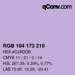カラーコード: RGB 194 173 219 | qconv.com