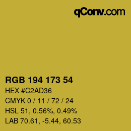 Color code: RGB 194 173 54 | qconv.com