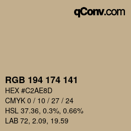 颜色代码: RGB 194 174 141 | qconv.com