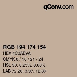 Farbcode: RGB 194 174 154 | qconv.com