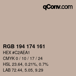 Color code: RGB 194 174 161 | qconv.com