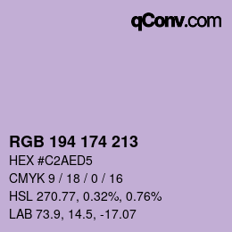 カラーコード: RGB 194 174 213 | qconv.com