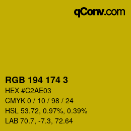 Color code: RGB 194 174 3 | qconv.com