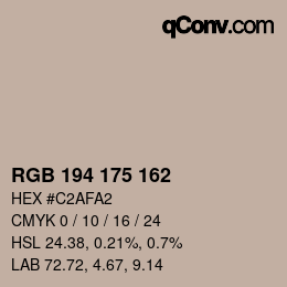 カラーコード: RGB 194 175 162 | qconv.com