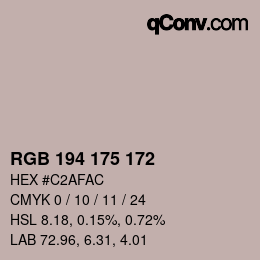 カラーコード: RGB 194 175 172 | qconv.com
