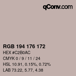 カラーコード: RGB 194 176 172 | qconv.com