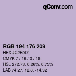 カラーコード: RGB 194 176 209 | qconv.com