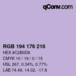 Color code: RGB 194 176 216 | qconv.com