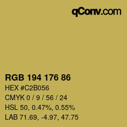 颜色代码: RGB 194 176 86 | qconv.com
