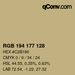 カラーコード: RGB 194 177 128 | qconv.com