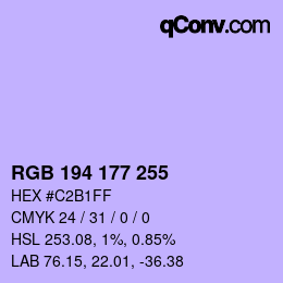 Color code: RGB 194 177 255 | qconv.com