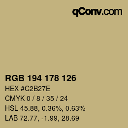 Color code: RGB 194 178 126 | qconv.com