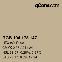 颜色代码: RGB 194 178 147 | qconv.com