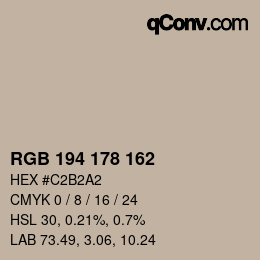 カラーコード: RGB 194 178 162 | qconv.com