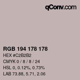 颜色代码: RGB 194 178 178 | qconv.com