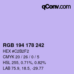 カラーコード: RGB 194 178 242 | qconv.com