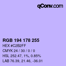 Color code: RGB 194 178 255 | qconv.com