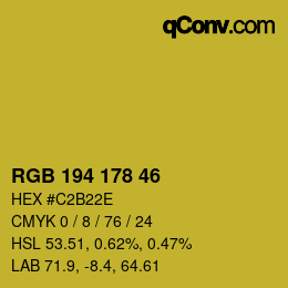 Color code: RGB 194 178 46 | qconv.com