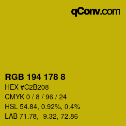 カラーコード: RGB 194 178 8 | qconv.com