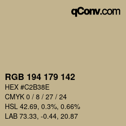 Color code: RGB 194 179 142 | qconv.com