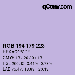 Color code: RGB 194 179 223 | qconv.com