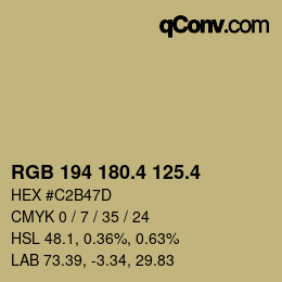 カラーコード: RGB 194 180.4 125.4 | qconv.com