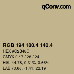 カラーコード: RGB 194 180.4 140.4 | qconv.com